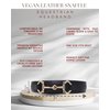 Black Vegan Leather Headband with Gold Snaffle Bit Buckle – Stylish and Comfortable Hair Accessory, Headache-Free Design, Lightweight & Durable, Perfect Accessory for Brunettes or Blondes