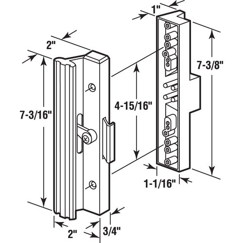 Prime-Line C 1106 Diecast Sliding Door Handle Set, Black (Single Pack)