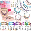 Charm Bracelet Making Kit for Girls, 140 PCS DIY Craft Bead Sets Jewelry Making Kit for Teen Girls Age 5 6 7 8-12, Portable Bracelet Organizer Gift Box for Teenage Birthday Christmas Stocking Gift