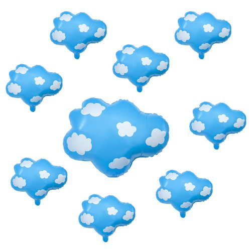 GLASNES 9 Pcs Blue Cloud Foil Mylar Balloons Blue Sky White Cloud Balloons for Baby Shower Kids B...