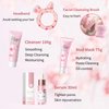 Skincare Set Women Cherry Blossom Gifts - 8 Pcs Skin Care Set Hydrating - Skin Care for Teens 10-12 Moisturizing - Travel Kit with Sleeping Face Mask,Cleanser,Face Cream,Eye Cream,Serum,Mud Mask