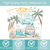 80 Pcs Summer Beach The Big One Tableware Boy Surfing 1st Birthday Paper Dinner Plates Napkins Forks Dinnerware for Surf Board Sun Retro Van Wave Theme Surf 1st Bday Baby Shower Party Supplies