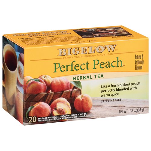 Bigelow Tea Perfect Peach Herbal Tea, Caffeine Free Tea with Peach and Herbs, 20 Count Box (Pack ...