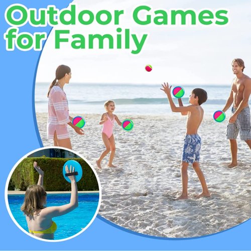 Ball Catch Set Games Toss Paddle,Kids Outdoor Toys, Toss and Catch Game Set, Beach Toys Back Yard Backyard with 2 Paddles 2Balls Yard Games Suitable for Kids Birthday Gift Ideal (Blue)
