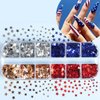 12 Grid July 4th Nail Art Glitter Sequins Independence Day Star Nail Sequins 3D Holographic Nail Glitter Holographic Red Blue Mixed Star Nail Decal Gold Glitter Flakes for Women Nails Eye Face Decor