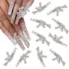 KACHIMOO Alloy Gun Nail Charms,Shiny Diamonds 3D Metal Gun Nail Art Charms Gun Charms for Nails Nail Rhinestones for Nail Art Decorations Nail Accessories,10pcs (Silver)