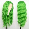 Luwigs Green Lace Front Wigs Curly Wavy Synthetic Heat Resistant Fiber Wigs for Women Lime Green Loose Wave Per Plucked Natural Hairline (22 Inch, Green,Curly)