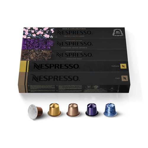 Nespresso Capsules OriginalLine, Variety Pack, Mild, Medium, Dark Roast Espresso Coffee, 50 Count Espresso Coffee Pods, Brews 1.35 oz