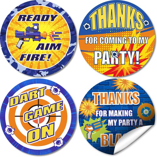 60 Pieces Dart Battle Stickers Birthday Party Stickers Dart Target Themed Birthday Labels Dart Ba...
