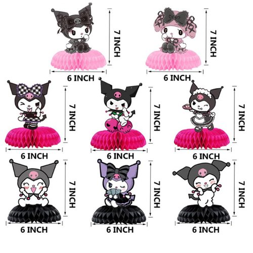 Educatgame Kawaii Centerpieces for Tables - Set of 8,Kawaii Table Decorations for Girl,Kawaii Party Supplies,Double Side Honeycomb Centerpieces,Perfect for Baby Shower/Kids Birthday Party Decorations
