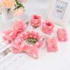 AMCAMI 6 PCS Spa Headband with Wrist Washband Face Wash Set, Makeup Headband and Wristband Towel Scrunchies for Washing Face, Skincare Headband Sleepover Party Supplies for Girls(Pink)