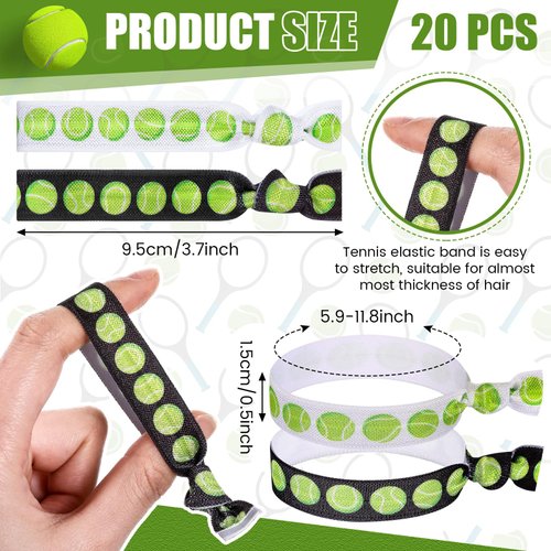 Hanaive 20 Pcs Tennis Hair Ties Tennis Hair Accessories Tennis Party Favors Team Gifts Tennis Scrunchie Elastic Ponytail Holders No Crease Ribbon Party Accessories for Women