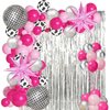 Western Cowgirl Birthday Party Decorations, Retro Horse Rodeo Party Supplies Backdrop for Girls Hot Pink Silver Balloon Garland Arch Kit for 80S Theme Rodeo Bachelorette Cowgirl Party Decorations.