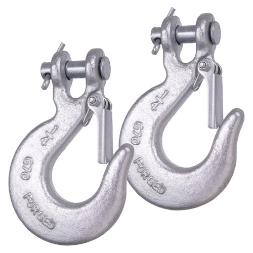 WENHUALI 1/4 Inch Safety Chain Hooks, Clevis Slip Hook with Safety Latch, Grade 70 Forged Steel 12,600 Lb for Trailer Truck Transport Tow Winch Hook Trailer(2 Pack)
