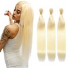 Blonde Bundles 613 Straight Human Hair Bundles 16 18 20 inch Double Weft Blonde Straight Human Hair Bundles Brazilian Virgin Remy Hair Extensions 613 Bundles Blonde Human Hair Bundles