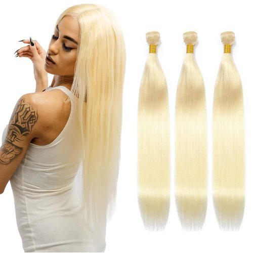 Blonde Bundles 613 Straight Human Hair Bundles 16 18 20 inch Double Weft Blonde Straight Human Hair Bundles Brazilian Virgin Remy Hair Extensions 613 Bundles Blonde Human Hair Bundles
