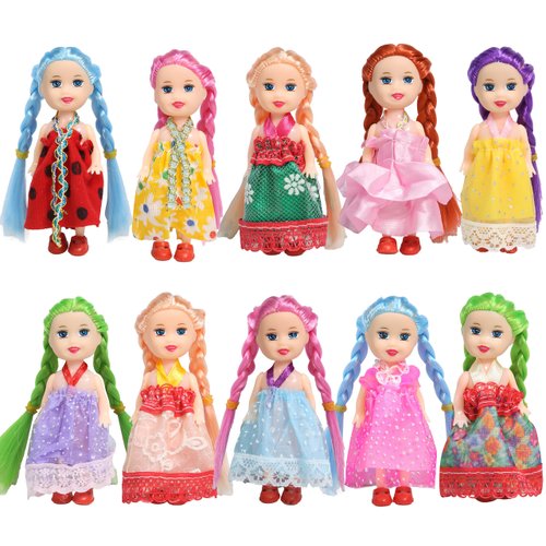 10 Sets Mini Clothes and Accessories - 3 inch Girl Small Doll - Include 10 Sets Doll Clothes and 10 Pairs of Doll Shoes, Christmas Birthday Gifts for Toddlers Kids Boys