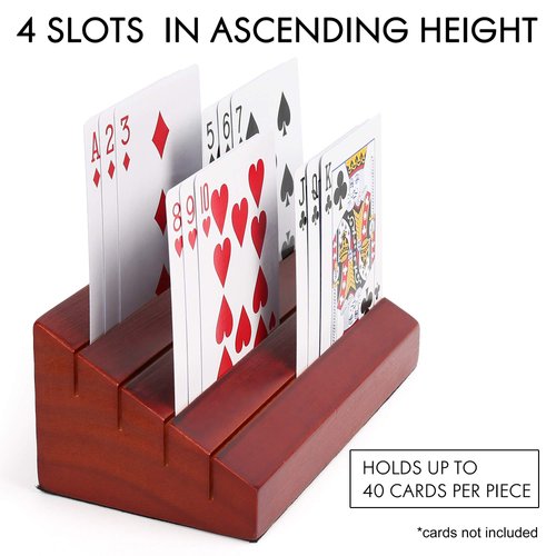 LotFancy Playing Card Holder for Kids, Adults, Seniors, 2 Pack, Wooden Hands Free Card Holders for Playing Cards, Family Card Game Nights, Canasta, Poker Parties, 6” x 3.1” x 2.4”