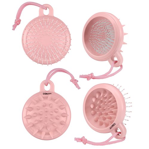 Conair Scalp Massager - Scalp Massager hair growth - Dual-Sided - Can use on wet or dry hair - Pink