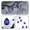 Micro Traders Blue Crystal Pearl Hair Comb Sapphire Pearl Hair Brush Flower Rhinestones Hair Combs Wedding Hair Accessories for Women Girls Lady