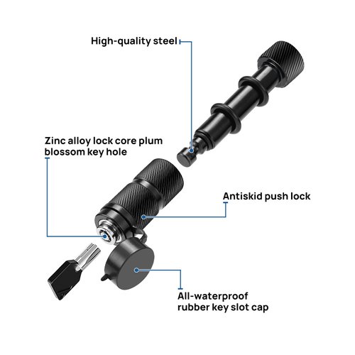 JOYTUTUS Trailer Hitch Lock, with 5/8'' Dia 2-3/4'' Long Pin, Fits 2 Inch Class III-IV Receiver, for Trailer Truck Car Boat, with 2 Keys 2 O-Rings, Anti-Theft and Waterproof Towing Hitch Lock