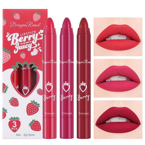 New Matte Lipstick Set,3 Colors Natural Velvet Crayon Lipstick for Women Makeup,Non-sticky&Long Lasting 24 Hour Superstay Lip Gloss (Set D)