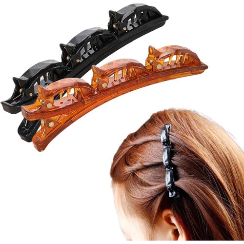 2Pcs Braided Hair Clips for Women,Multi Clip Hair Barrette,Hair Sectioning Clips,Duckbill Clip Hair Barrettes for Women Styling Sectioning,Clips and Barrettes