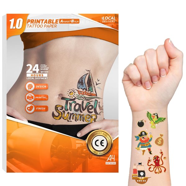 DIY Temporary Tattoo Transfer Paper - 5 Sheets Transfer Paper, Blueprint Mattress Paper for Tattoos, Tattoo Accessories, 4 Layers/Sheets