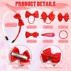SAWINDA 20Pcs Red Bows Set for Girls Hair School Uniform Bow Headbands Hair Ties Snap Hair Clips Girls Hair Bow Clips Grosgrain Ribbon Hair Bow Clips Accessories for Toddler Little Girls