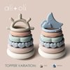 Ali+Oli Stacking Rings Baby Toy (Moon) - Infant Toys, Stacking & Building Toys, Toddler Learning Toys, Montessori Toys for Baby, Food-Grade Silicone Toys for Babies