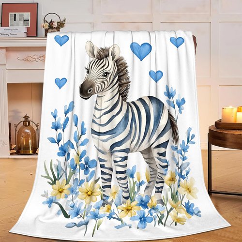 Cute Zebra Blanket Soft Cozy Zebra Plush Throw Blanket Super Warm Grassland Animals Fleece Fuzzy Bedding Decor Blanket Zebra Gifts for Kids Girls Boys Women Bed Stuff 40"X50"