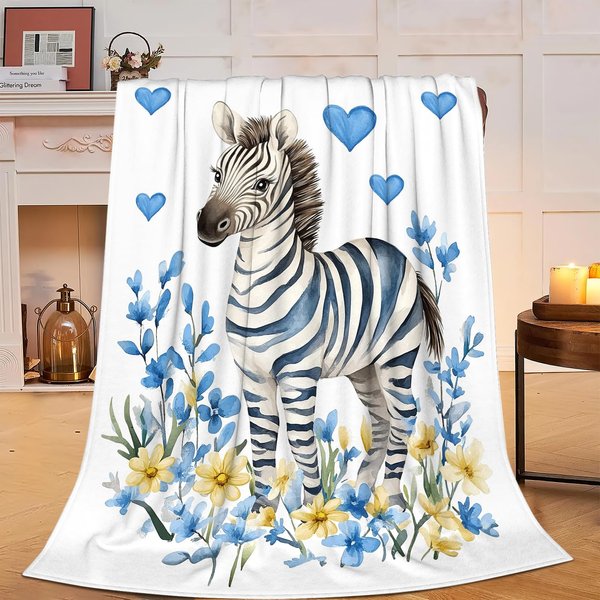 Cute Zebra Blanket Soft Cozy Zebra Plush Throw Blanket Super Warm Grassland Animals Fleece Fuzzy Bedding Decor Blanket Zebra Gifts for Kids Girls Boys Women Bed Stuff 40"X50"