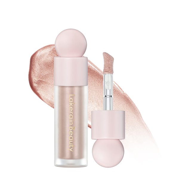 Liquid Highlighter Stick,Multi-Use Contour Highlighter Stick Makeup for Face & Body, Moisturizing Waterproof Light Liquid Luminizer with Cushion Applicator, Natural Looking Face Highlighter Makeup(#03 Rose gold)