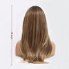 Long Brown Wig for Women Curtain Bangs Wig Layered Shoulder Length Heat Resistant Synthetic Wigs for Women with Bangs 24 IN