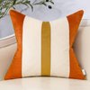 Yangest Orange Patchwork Throw Pillow Cover Striped Velvet Cushion Case Modern Pillowcase for Sofa Couch Bedroom Living Room Home Decor,20x20 Inch