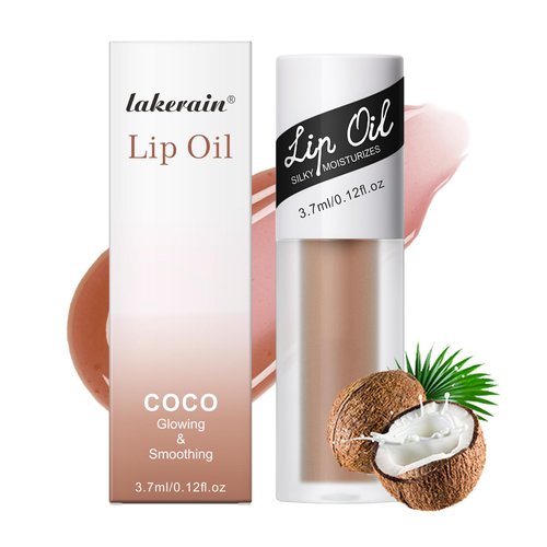 Fruit-Flavored Plumping Lip Oil - Lip Gloss - Non-Sticky, Moisturizing, Smoothing, Glowing, Revitalizing, and Nourishing for Dry Lips - Lip Balm Lip Care (Coco)