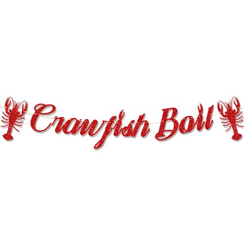 Ushinemi Glitter Crawfish Boil Party Decorations Lobster Boil Themed Birthday Banner Crawfish Boil Party Supplies
