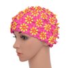 Medifier Swim Cap Floral Petal Retro Style Bathing Caps for Women Rose Pink