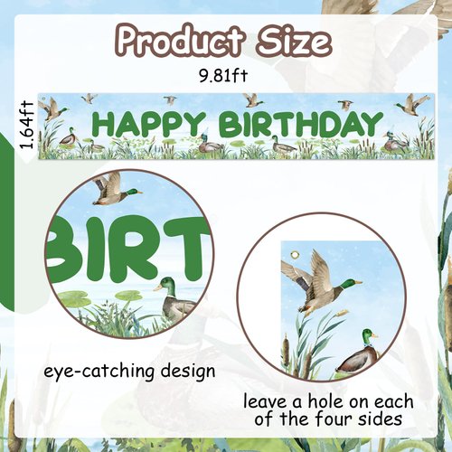 Mallard Duck Birthday Decorations - Happy Birthday Yard Banner, Duck Hunting Birthday Party Decorations, Mallard Duck Birthday Party Yard Sign, Lucky Duck Birthday Party Decorations