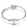VQYSKO Silver Heart Initials Bracelet-A-Z Stainless Steel Engraved Charm Bracelet, Woman Girl Jewelry Birthday Festival Gift (Silver A)