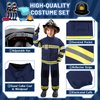 deAO Fireman Costume for Kids Firefighter Dress-Up Toy Set with Accessories Halloween Costumes Pretend Play Toy Gift for Boy