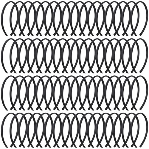 Xunyee 100 Pieces Girls Headbands 0.4 Inch Width DIY Satin Covered Headbands for Girls Colorful Thin Head Bands for Girls Hair Plain Hairbands Hair Band for Women (Black)