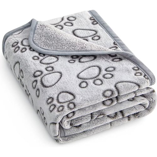 Stuffed Premium Soft Dog Blanket, with Flannel Grey Cute Paw Print, 24 * 32 inches, Cat Blanket Puppy Pads Supplies Dog Products Stuff Essentials