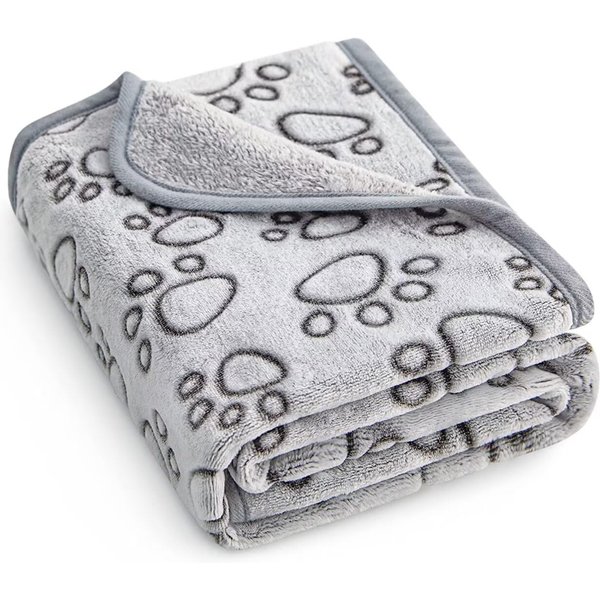 Stuffed Premium Soft Dog Blanket, with Flannel Grey Cute Paw Print, 24 * 32 inches, Cat Blanket Puppy Pads Supplies Dog Products Stuff Essentials
