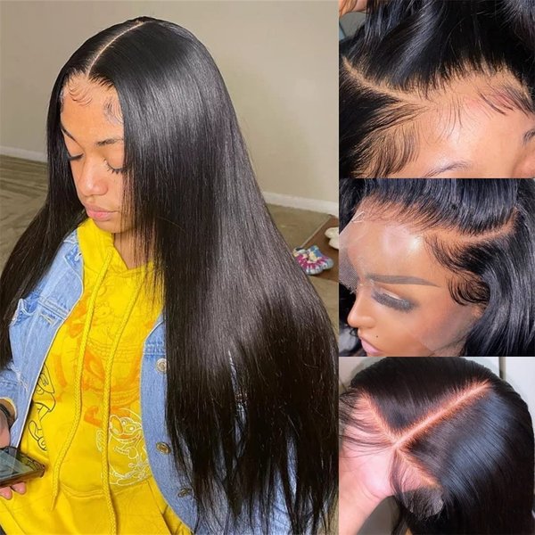 20 INCH Straight Lace Front Human Hair Wigs for Black Women HD Transparent Glueless Pre Plucked 180% Density 13x4 Straight Frontal Wigs