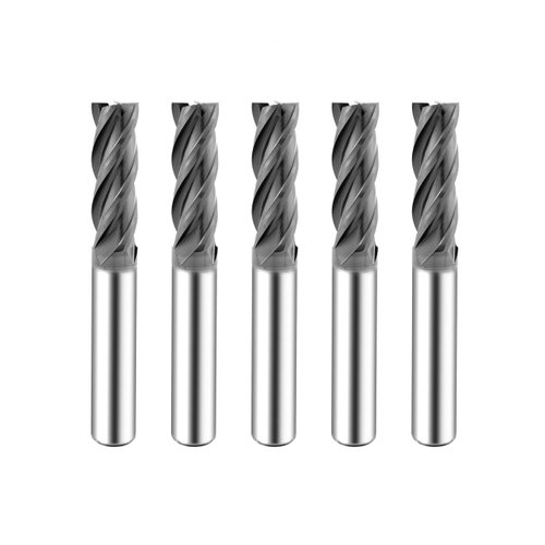 SPEED TIGER Micrograin Carbide Square End Mill - 4 Flute - ISE3/8"4T (5 Pieces, 3/8") - for Milling Alloy Steels, Hardened Steel, Metal & More – Mill Bits Sets for DIYers & Professionals