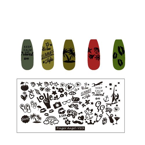 FingerAngel 24 Pcs Stamping Plates Mix Designs Retangle Stamp Stamping Image Fashion Design Plate Print Leaves Flowers Animal Nail Art Template