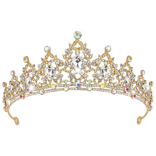Gold Queen Tiara, Didder Crystal Wedding Tiara for Women Princess Crown for Girls Rhinestones Tiaras and Crowns for Women Tiaras for Girls Hair Accessories for Bridal Birthday Prom Costume Gift