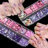 editTime Mixed Style Fashion 3D Nail Art Charms Kit Resin Camellia Rose Flower Butterfly Bow Moon Heart Bear Snake Hollow Pearl with Rhinestones and Soft Slice (Pink Purple)