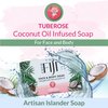 Coco Fiji Soap Bar for Face and Body Infused With Organic Coconut Oil, Tuberose, Essential Oil, Natural Soap for Moisturizing & Pore Purifying Skin, 7 oz,Pack of 3